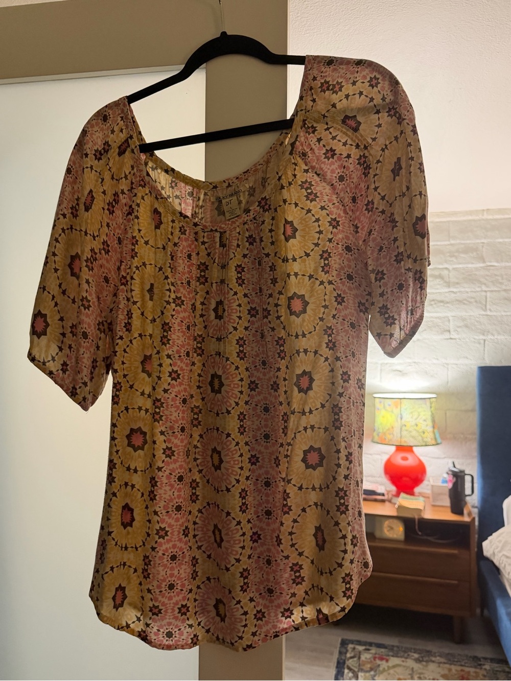 Lucky Brand Floral Medallion Scoop Neck Top